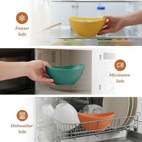 Wheat Straw Bowls Unbreakable Cereal Bowls 26 OZ Serving Bowls for Snack, Dessert, Dinner, Soup, Rice Microwave, alternate