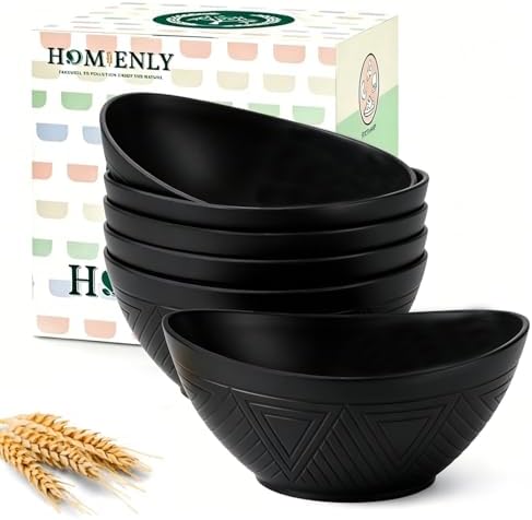 Wheat Straw Serving Bowls Unbreakable Oval Bowls Set of 6 Soup Bowls Microwave Safe Cereal Bowls for Kitchen