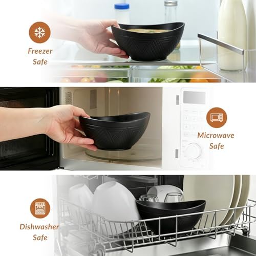 Wheat Straw Serving Bowls Unbreakable Oval Bowls Set of 6 Soup Bowls Microwave Safe Cereal Bowls for Kitchen, alternate view