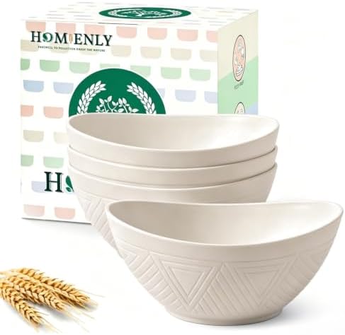 Wheat Straw Serving Bowls Unbreakable Serving Bowls for Kitchen, Camping, Party, RV, Microwave and Dishwasher