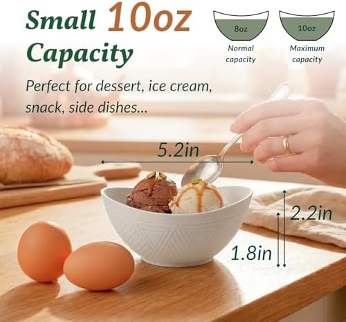 Wheat Straw Small Bowls Dessert Bowls Set of 6 Unbreakable Ice Cream Bowls for Kitchen, Camping, RV, Dorm, alternate view 2