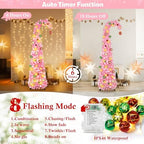 Whimsical Christmas Tree with Ball String Lights, 5FT Pink Pop Up Tree in Pink, alternate view 4