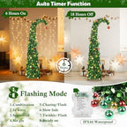 Whimsical Christmas Tree with Ball String Lights, 5FT Pop Up Curved Tree in Dark Green, alternate view 4
