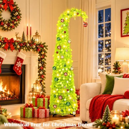 Whimsical Christmas Tree with Ball String Lights for Christmas Decorations in Green, alternate view 2