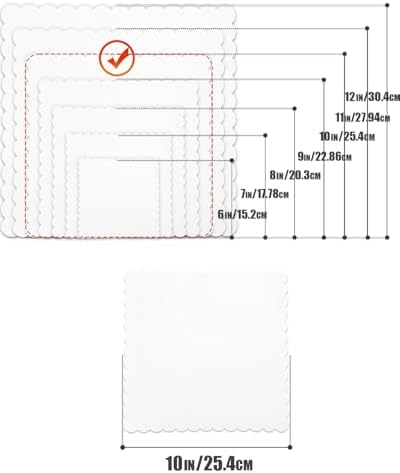 White 10 Inch Wave Cake Boards 15-Packs Squares Base Food-Grade Cardboard Wave Cake Plate(Thinner But Stronger), alternate