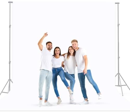 White 10 x 20 Ft Large Screen Backdrop for Photography, Pure White Non-Reflective Fabric Wrinkle Free Photo