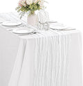White 10FT Cheesecloth Table Runner Boho Gauze Fabric Table Runner Rustic Sheer Runner for Wedding Bridal Baby