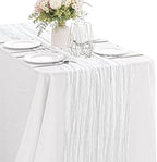 White 10FT Cheesecloth Table Runner Boho Gauze Fabric Table Runner Rustic Sheer Runner for Wedding Bridal Baby