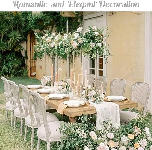 White 10FT Cheesecloth Table Runner Boho Gauze Fabric Table Runner Rustic Sheer Runner for Wedding Bridal Baby, alternate