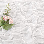 White 10FT Cheesecloth Table Runner Boho Gauze Fabric Table Runner Rustic Sheer Runner for Wedding Bridal Baby, alternate