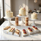 White 11Pcs Metal Dessert Display Set Round Cake Stand Riser Platter in White