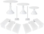 White 11Pcs Metal Dessert Display Set Round Cake Stand Riser Platter in White, alternate view 3