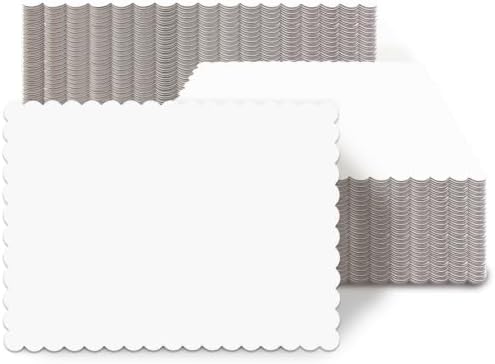 White 14 x 10 Inch Wave Cake Boards 15-Packs Rectangle Base Food-Grade Cardboard Wave Cake Plate(Thinner But