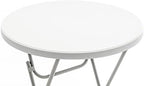 White 32" Round 43" Bar Height Granite Folding Commercial Portable Banquet Card Plastic Coffee Dining Table for, alternate