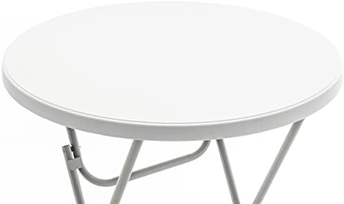 White 32" Round 43" Bar Height Granite Folding Commercial Portable Banquet Card Plastic Coffee Dining Table for, alternate