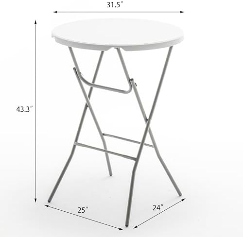 White 32" Round 43" Bar Height Granite Folding Commercial Portable Banquet Card Plastic Coffee Dining Table for, alternate