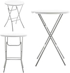 White 32" Round 43" Bar Height Granite Folding Commercial Portable Banquet Card Plastic Coffee Dining Table for, alternate