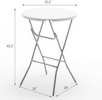 White 32" Round 43" Bar Height Granite Folding Commercial Portable Banquet Card Plastic Coffee Dining Table for, alternate