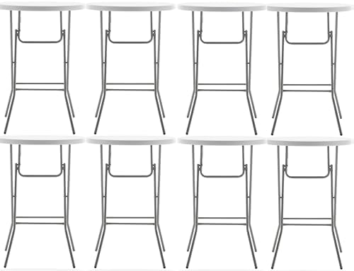 White 32" Round 43" Bar Height Granite Folding Commercial Portable Banquet Card Plastic Coffee Dining Table for