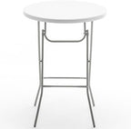 White 32" Round 43" Bar Height Granite Folding Commercial Portable Banquet Card Plastic Coffee Dining Table for, alternate