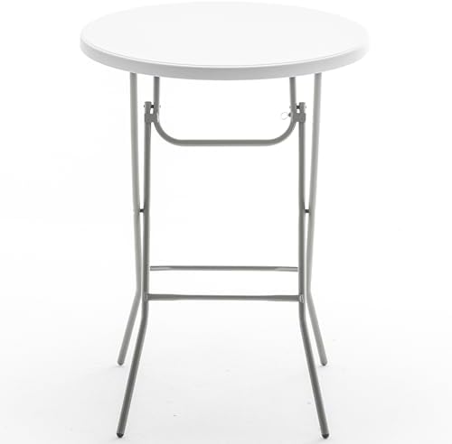 White 32" Round 43" Bar Height Granite Folding Commercial Portable Banquet Card Plastic Coffee Dining Table for, alternate