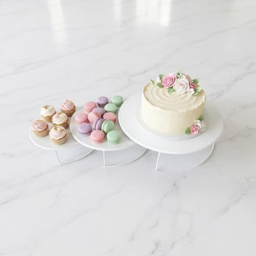 White 3Pcs Half-Circle Nesting Metal Cake Stand Set 8/10/12Inch Tray in White