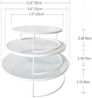 White 3Pcs Half-Circle Nesting Metal Cake Stand Set 8/10/12Inch Tray in White, alternate view 2