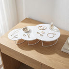White 3Pcs Half-Circle Nesting Metal Cake Stand Set 8/10/12Inch Tray in White, alternate view 3