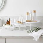 White 3Pcs Half-Circle Nesting Metal Cake Stand Set 8/10/12Inch Tray in White, alternate view 4