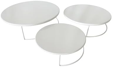White 3Pcs Half-Circle Nesting Metal Cake Stand Set 8/10/12Inch Tray in White, alternate view 7