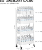White 4 Tier Rolling Cart Metal with Wheels, Heavy Duty Utility Storage Cart, alternate view 3