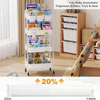 White 4 Tier Rolling Cart Metal with Wheels, Heavy Duty Utility Storage Cart, alternate view 6