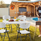 White 48" Round Bi-Folding Commercial Table, 4 Feet Portable Plastic Dining Card Table for Kitchen or Outdoor, alternate view