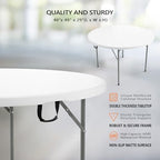 White 48" Round Bi-Folding Commercial Table, 4 Feet Portable Plastic Dining Card Table for Kitchen or Outdoor, alternate view