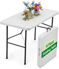 White 4ft Folding Table with Handle | Heavy-Duty Foldable Table | Portable Table for Indoor & Outdoor Use |