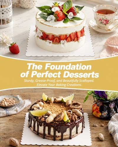 White 6 Inch Wave Cake Boards 160-Packs Squares Base Food-Grade Cardboard Wave Cake Plate(Thinner But Stronger), alternate