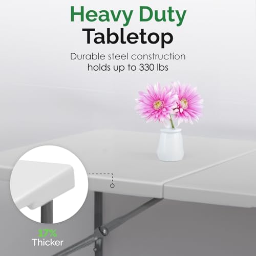 White 6ft Folding Table with Handle | Heavy-Duty Foldable Table | Portable Table for Indoor & Outdoor Use |, alternate view 4