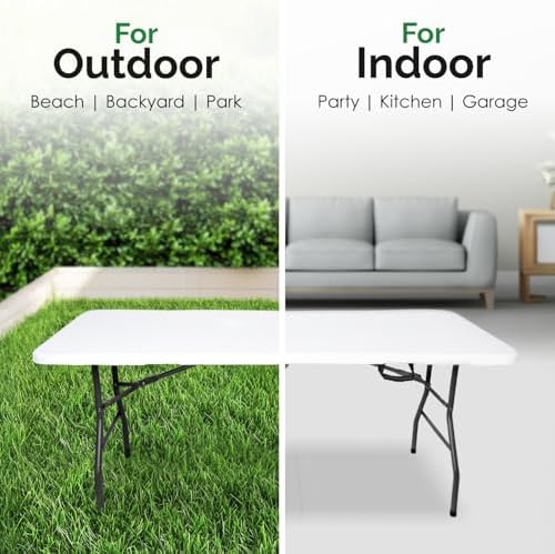 White 6ft Folding Table with Handle | Heavy-Duty Foldable Table | Portable Table for Indoor & Outdoor Use |, alternate view 6