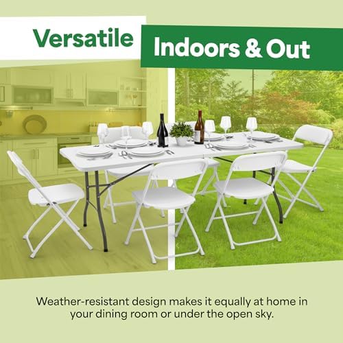 White 6ft Folding Table with Handle | Heavy-Duty Foldable Table | Portable Table for Indoor & Outdoor Use |, alternate view 7