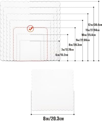 White 8 Inch Wave Cake Boards 160-Packs Squares Base Food-Grade Cardboard Wave Cake Plate(Thinner But Stronger), alternate