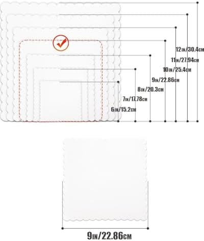 White 9 Inch Wave Cake Boards 15-Packs Squares Base Food-Grade Cardboard Wave Cake Plate(Thinner But Stronger), alternate