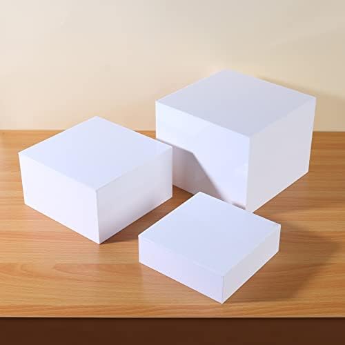 White Acrylic Food Display Risers Boxes Party Wedding Dessert Table Buffet Riser Elevator Riser Tiered Riser, alternate view
