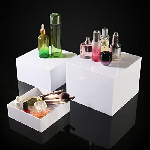 White Acrylic Food Display Risers Boxes Party Wedding Dessert Table Buffet Riser Elevator Riser Tiered Riser, alternate view