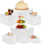 White Acrylic Large Food Risers with Table Sign 6Pcs in White