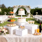 White Acrylic Large Food Risers with Table Sign 6Pcs in White, alternate view 2