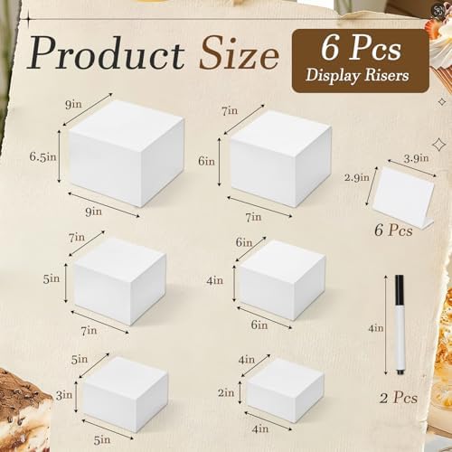 White Acrylic Large Food Risers with Table Sign 6Pcs in White, alternate view 3