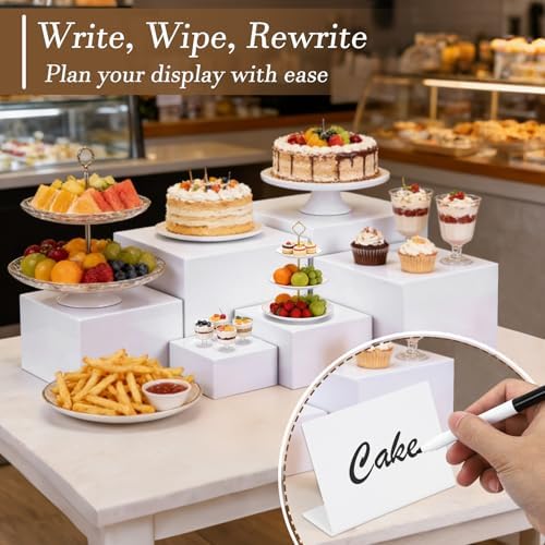 White Acrylic Large Food Risers with Table Sign 6Pcs in White, alternate view 4