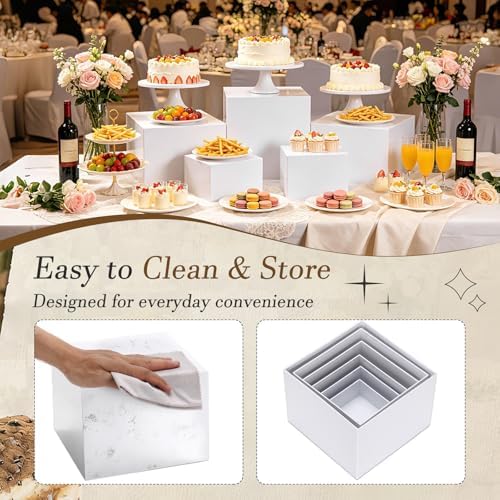 White Acrylic Large Food Risers with Table Sign 6Pcs in White, alternate view 5