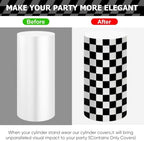 White and Black Checkered Cylinder Pedestal Stand Cover 1 Pcs, alternate view 4