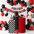 White and Black Checkered Cylinder Pedestal Stand Cover 1 Pcs, alternate view 6